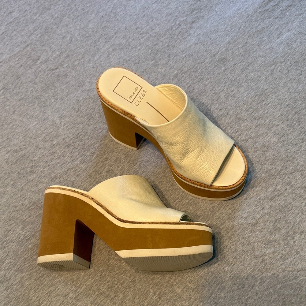 Dolce Vita Block Heel Emery Leather Platform Sandals Size 7